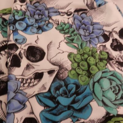 Charlie's Project SKULL BLUE FLORAL Leggings Womens OS(4-14) Style as LuLaRoe