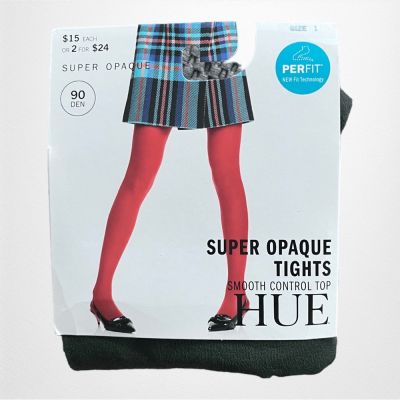 HUE Super Opaque Tights Smooth Control Top Size 1