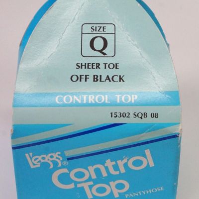L'eggs Pantyhose Sheer Toe Control Top Off Black Queen Q Leggs Vintage 1994