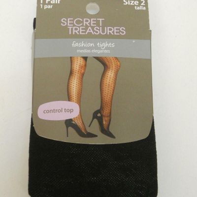 Secret Treasures Ladies Tights Solid Black Plus Size 2-Floral Mesh-ST7CQ