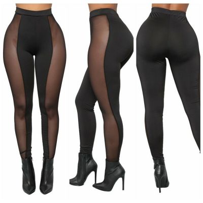 US Sexy Women High Waist Stretchy Skinny Mesh Workout Leggings Yoga Fitness Pant