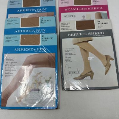 Gaymode Seamless Arresta-Run Service Sheer Stockings 10 Avg Suntan x 5 Lot