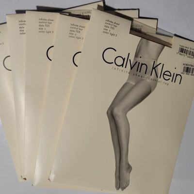 5 pr CALVIN KLEIN pantyhose Infinite Sheer Control Top 705 Sz C Color Light 3