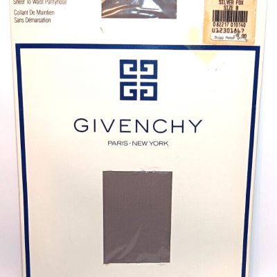 VTG Givenchy Body Smoothers Pantyhose Sheer to Waist Silver Fox Size B Support