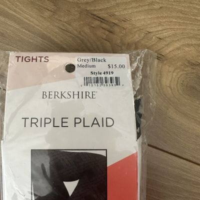 Berkshire Triple Plaid Tights Medium M New In Package