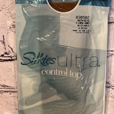Silkies Ultra Control Top Beige Honey 030502 Ultra Sheer XL Queen Pantyhose