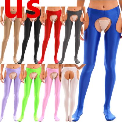US Womens Pantyhose Glossy Footed Metallic Dance Tights Shiny Sexy Shimmer Pants