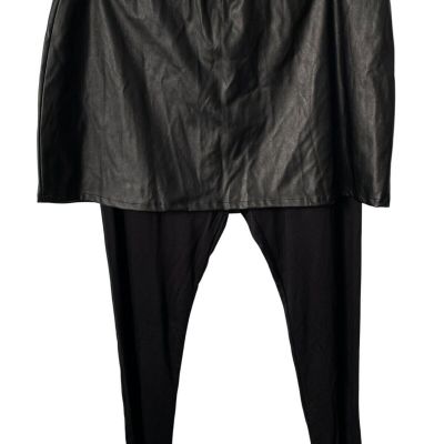 Legacy Faux Leather Skirted Leggings Womens 1X Black Rayon Blend Fashion Trendy