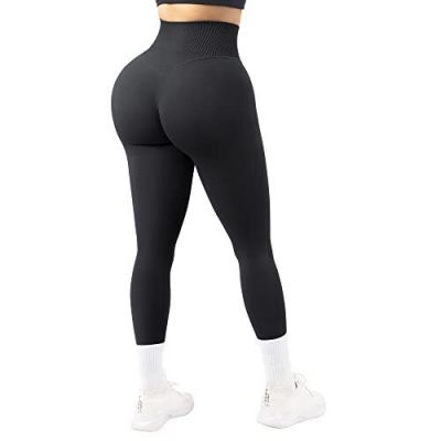 Women Seamless Butt Lifting Leggings High Waisted Workout Yoga Pants (Black, M)