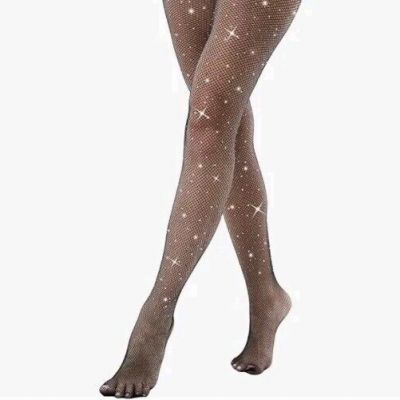 VEBZIN  Sparkly Fishnets Stockings Jeweled High Waist Fishnet Tights for...