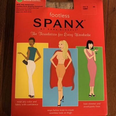 Spanx Footless Body Shaping Below Knee Extra Tummy Control Pantyhose SizeC Nude1