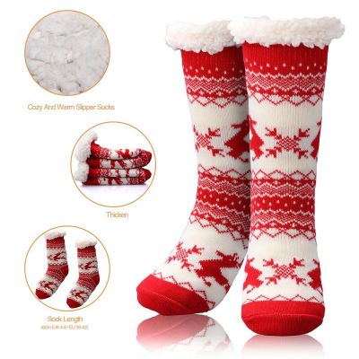 Home Non-Slip Winter Wool Socks Extra Warm & Premium Soft for Women Girls Ladies