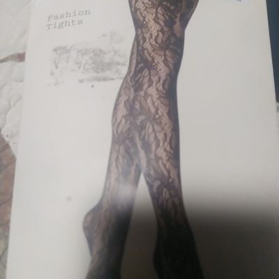 1 Pair - Women's Floral Net Tights - a new day - Ebony - sz S/M