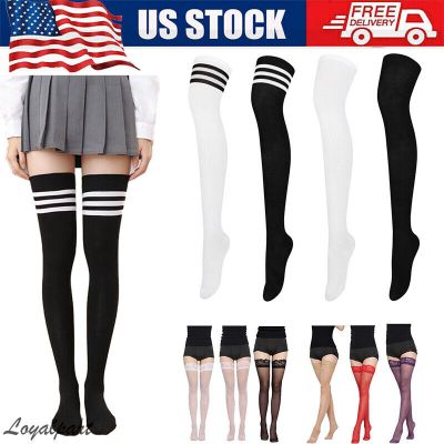 Ladies Top Stay Up Thigh High Over the Knee Socks Extra Long Cotton Stockings US