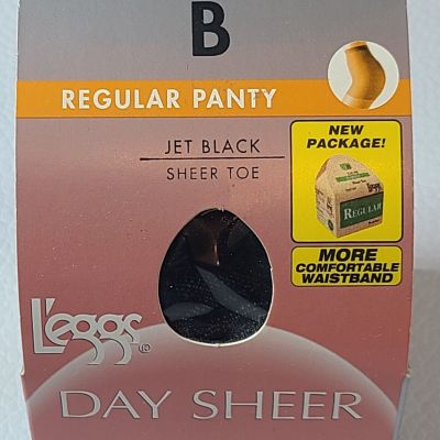 L'eggs Day Sheer Premium Nylon Pantyhose Regular Jet Black Sheer Toe Size B