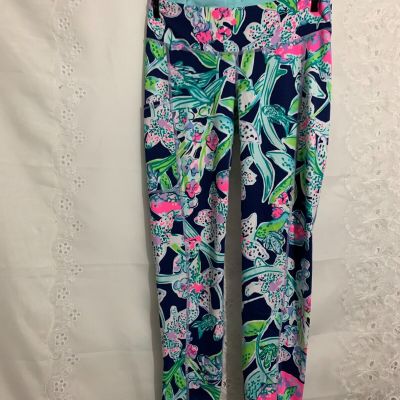 Lilly Pulitzer Weekender Midi Leggings Sway this Way Bright Navy Size S EUC