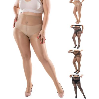 Plus Size Womens Sexy Shiny Pantyhose 40D Sheer to Waist High Gloss Tights