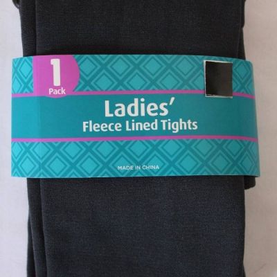 NEW Womens Fleece Lined Tights Solid Charcoal Soft Stretch One Size Regular OSFM