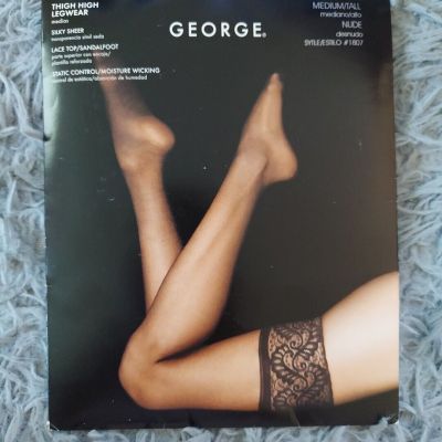 NEW George Women's M Tall Nude Thigh High Legwear Stockings Style 1807 Made USA