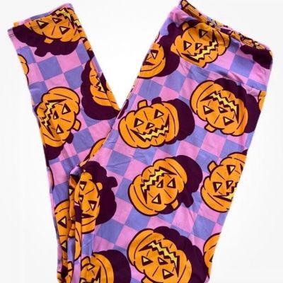LuLaRoe Womens Leggings Size TC2 Pumpkins Halloween Pink Purple Plus 18+ NWT