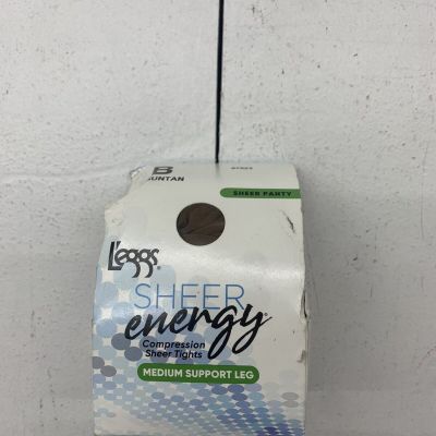 L'eggs Sheer Energy Compression Sheer Tights Suntan Size B Medium Support Leg