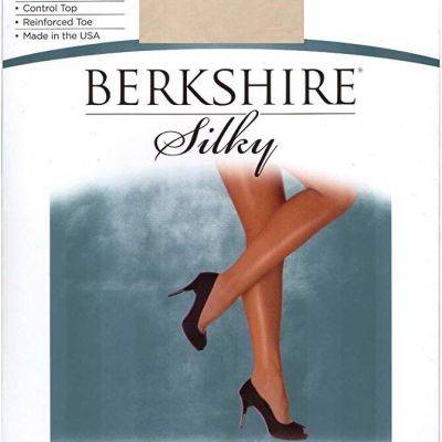 Berkshire Women's Plus-Size Queen Silky Sheer Control Top Pantyhose 4489, Linen
