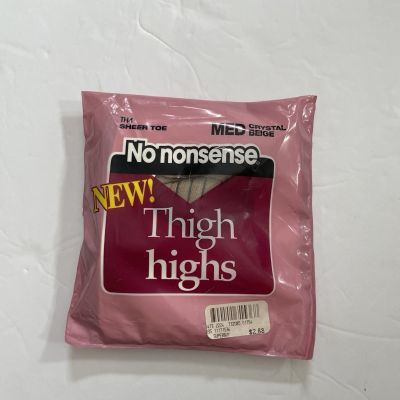 NEW Vintage No Nonsense Thigh High Stockings TH4 Medium BEIGE Sheer Toe One Pair