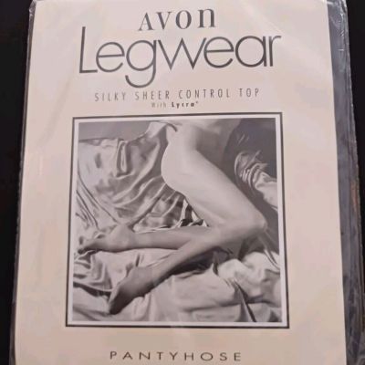 Vintage AVON Legwear Silky Sheer Control Top Pantyhose Sz C ~ Off Black