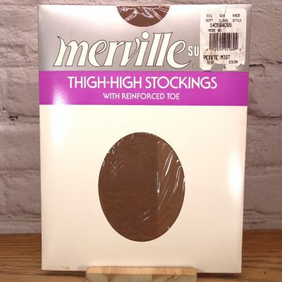 Merville Supreme Size Petite Mist Tan Vintage Nylon Thigh High Stockings
