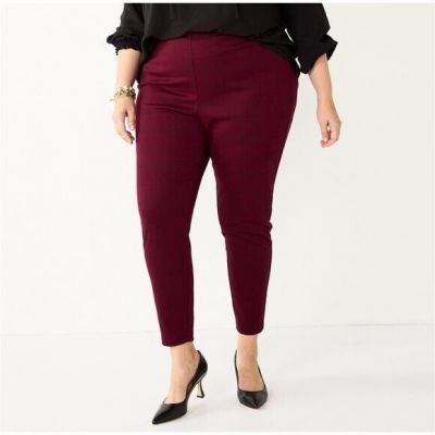 NWT Croft & Barrow Ponte Leggings Plum Plaid Plus Size 4X