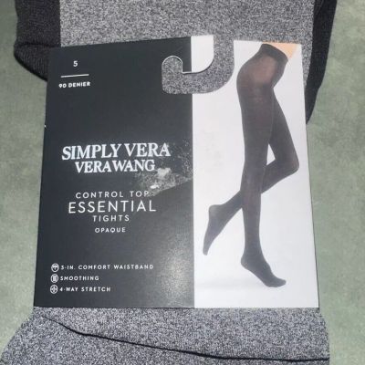 Simply Vera Vera Wang Size 5,  Tummy Control Shaping Opaque Tights.  Gray New