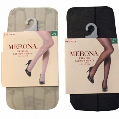 Merona Premium Tight Control Top Black Gray Polka Dot Floral Sheer NEW Pantyhose