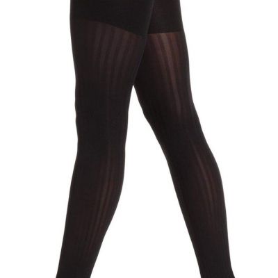 STAR POWER BY SPANX Patterned Shaping Tights Black Size F Ribbed Row Pattern
