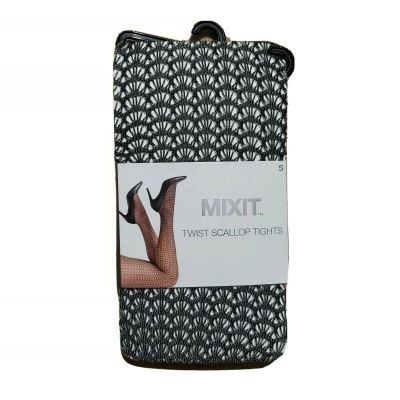 MIXIT Twist Scallop Tights Size Small Black/Grey