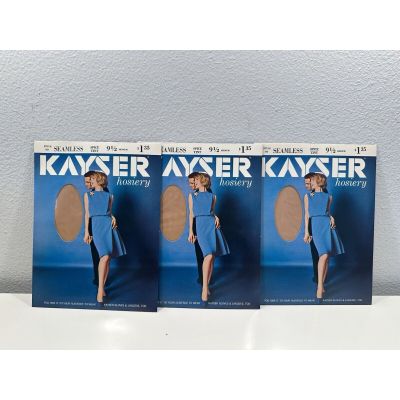 VINTAGE Kayser Hosiery-Seamless-Spice Tint-1pair-Sz9.5M X 3 *NEW