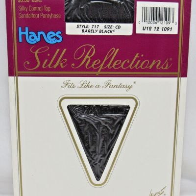 Hanes Silk Reflections Silky Control Top Panty Size CD Barely Black NOS