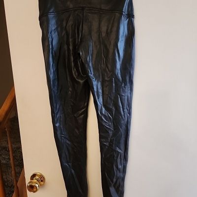 Spanx Size Lg Faux Leather Leggings for Women - Black