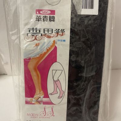 Moon Japanese Knee High Stockings Sheer Pantyhose Black 3 pair pack