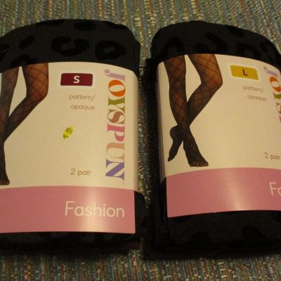 JOYSPUN Womens Nylon Pattern/Opaque 2 Pair Tights NEW/Package