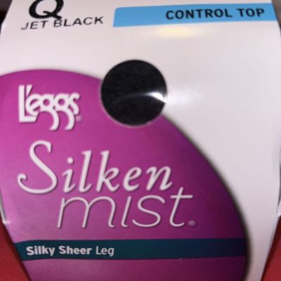 L'eggs Silken Mist Control Top Pantyhose Jet Black 1 Count Queen