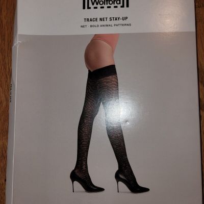 Wolford 21815 Trace Net Stay Up Tights  Black Size M
