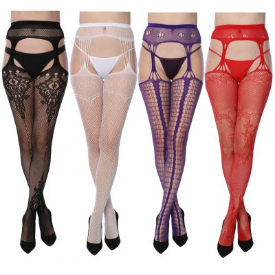 Women Fishnet Stocking Pantyhose Suspenders Tights Plus Sizes Too 4G-CL (4-Pairs