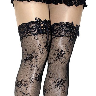 PLUS SIZE FLORAL LACE BACK SEAM STOCKING BY COLLANT COUTURE COMPARABLE 2 TORRID