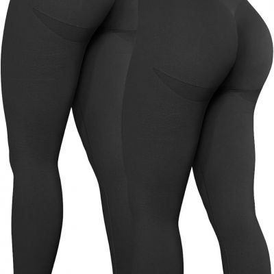 OQQ Women's 2 Piece High Waist Workout Butt Lifting Medium, Black,black