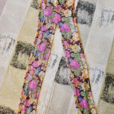 Multicolor Floral Women's Tights Footless Stockings Size Small/Medium