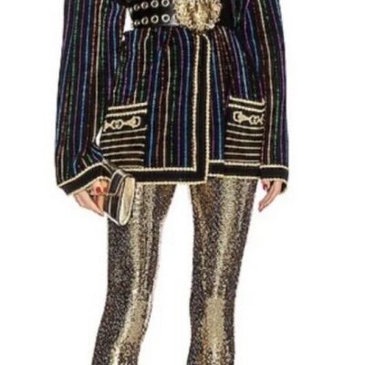 $2200 NEW GUCCI XS Footed Tights In Gold Metallic