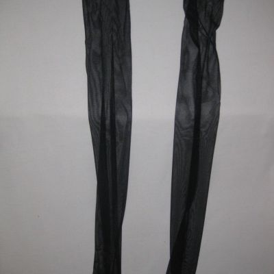 Plaid trim sheer mesh thigh highs black w/red nip