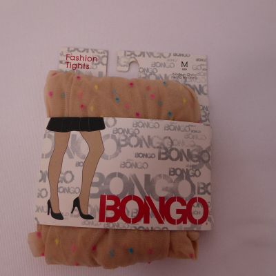 BONGO Fashion Tights Neutral with Multi Colored Dots Size M