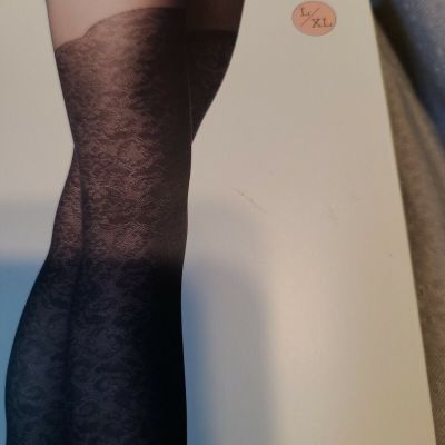 A New Day Black Floral Patterned Fashion Tights Women's Size L/XL - 1 Pair