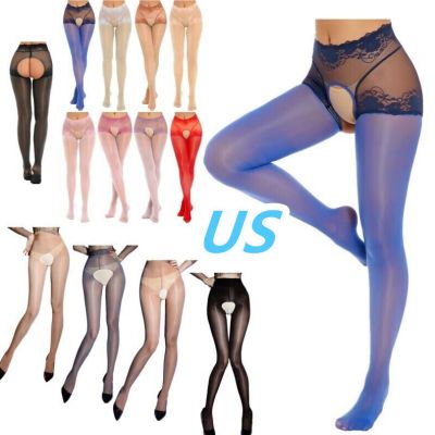 US Women's Ultrathin See Through Pantyhose Crotchless Tights Stockings Hosiery